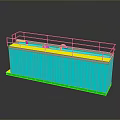 Practical Container Storage For Daily Life With Blue Body Green Base And Red Railings