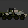 Camouflage Painted Six Wheel Military Vehicle With Roof Mounted Equipment And Rugged Design