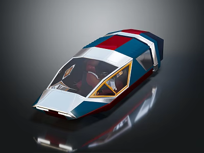 Futuristic Car With Red Blue Silver Color Scheme And Geometric Body Design 3d model