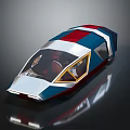 Futuristic Car With Red Blue Silver Color Scheme And Geometric Body Design