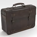 Brown Genuine Leather Suitcase With Sturdy Handle Metal Buckles And Straps