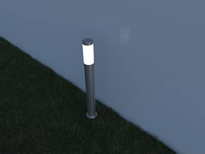 Modern Outdoor Light with Bright Illumination on Garden Grass Against White Wall 3d model