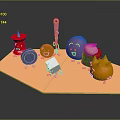 Colorful Cartoon Characters and Creatures with Smiling Faces and Various Shapes on Light Platform