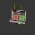 Modern Rattan Hanging Chair With Metal Frame And Light Colored Cushions