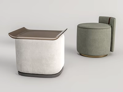 Beige And Gray Green Upholstered Ottomans With Tray Top And Side Armrest Design 3d model