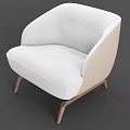 Elegant Modern Armchair With Light Gray Textured Fabric Curved Arms And Wooden Legs