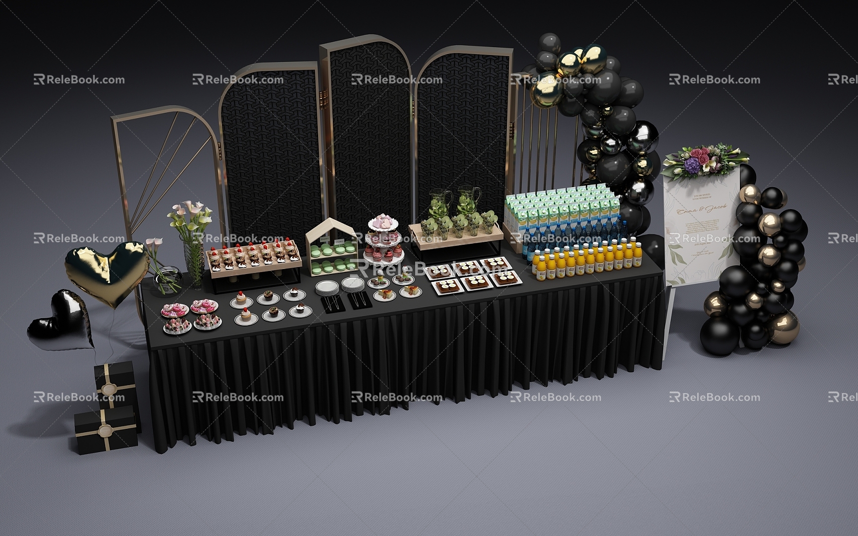 Light Luxury Tea Break Tea Break Table Tea Break Table Modern Food Gourmet Bread Cake Dessert Tasting Table 3d model