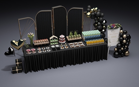 Light Luxury Tea Break Tea Break Table Tea Break Table Modern Food Gourmet Bread Cake Dessert Tasting Table 3d model