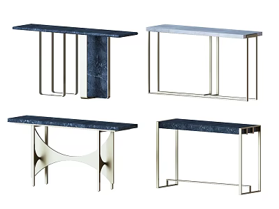 Modern Console Table Designs With Marble Tops And Metal Frames For Entryway 3d model