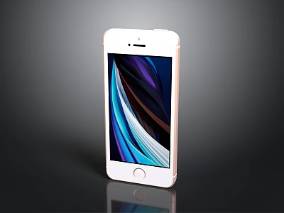 White Smartphone With Colorful Abstract Pattern Screen On Black Background 3d model
