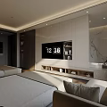 Modern Hotel Room Interior With Twin Beds Wooden Floor And Recessed Lighting