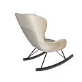 Beige Upholstered Rocking Chair With Black Metal Frame Modern Stylish Design