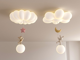 Children's cloud ceiling lamp rabbit cat 3d model