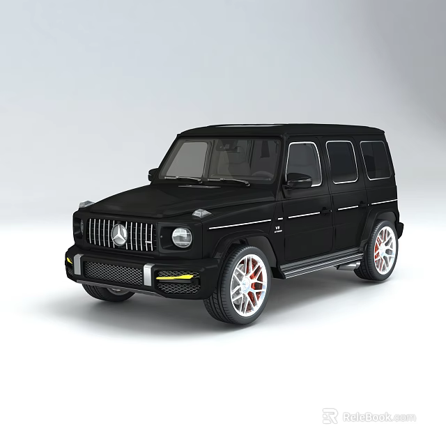 Black Mercedes Benz SUV With Modern Design And Red Alloy Wheels 3d model 