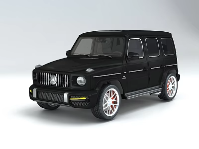 Black Mercedes Benz SUV With Modern Design And Red Alloy Wheels 3d model