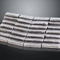 Gray Textured Stone Bricks Stacked In Curved Arrangement On Black Background