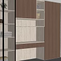Modern Wooden Wardrobe With Glass Display Shelves And LED Lighting Design