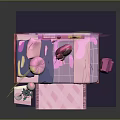 Kids Bedroom Design With Pink Bed Stars Moon Goodnight Neon Lights And Wall Frames