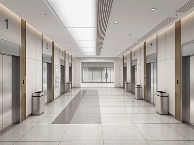 modern elevator hall 3d model