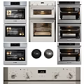 Modern Kitchen Appliances Collection With Multiple Ovens Control Panel And Knobs