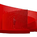 Red Spiral Geometric Structure With Curved Lines And Artistic Design Elements