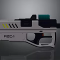 RZC-1 Sci Fi Toy Gun With White Body Black Grip And Green Top Attachment
