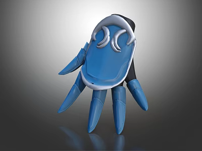 Blue Claw Shaped 3D Model With White Decorative Accents And Multiple Sharp Claws 3d model