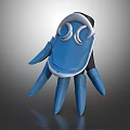Blue Claw Shaped 3D Model With White Decorative Accents And Multiple Sharp Claws