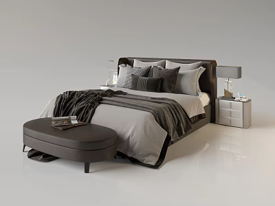 Simple leather bed 3d model