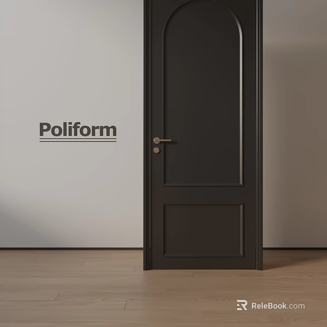 Modern Black Poliform Hinged Door For Home Interior With Sleek Design And Metal Handle 3d model 