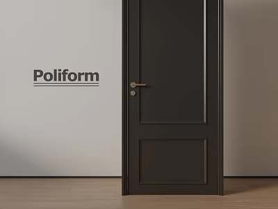 Modern Black Poliform Hinged Door For Home Interior With Sleek Design And Metal Handle 3d model
