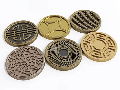 Elegant Circular Wall Decor with Various Metallic Colors Geometric Patterns and Hollow Out Design 3d model