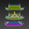 Traditional Chinese Ancient Architecture Yellow Decorative Roofs With Overhanging Eaves