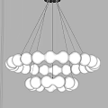 Modern Hanging Chandelier With Double Layer White Spherical Bulbs On Gray Wall 3d model