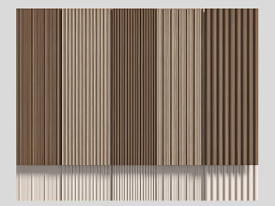 Modern Vertical Striped Wood Grain Wall Panels In Various Brown Shades 3d model