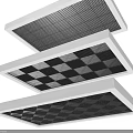 Modern Ceiling Design With Layered White Frame And Grid Pattern Perforated Panels 3d model