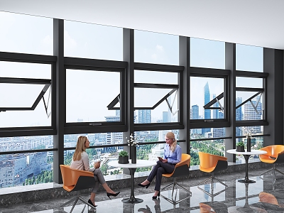 Office floor-to-ceiling windows 3d model