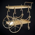 Elegant Gold Two Tiered Commercial Service Cart With Ornate Metal Frame And Decorative Wheels