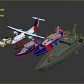 Detailed Scale Transportation Models Including Airplane And Various Boat Types 3d model