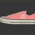 Pink Canvas Sneakers with White Laces and White Sole and Logo on the Upper