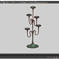Green Metal Candelabra With Multiple Candle Holders And Sturdy Base Design 3d model