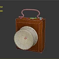 Vintage Lighting Combination With Wooden Body Metal Handle And Silver Reflector