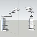White Medical Pendant With Adjustable Arm And Multiple Shelves For Hospital Use