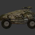 Military Weapon Mounted On Off Road Combat Vehicle With Green White Red Stripes