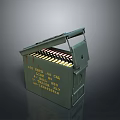 Military Green Ammunition Box with Stacked Bullets for Weapon Storage and Marked Text Details