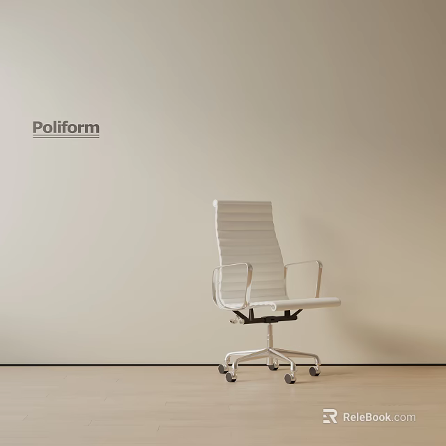 Poliform Modern White Office Chair With Striped Back And Wheeled Base 3d model 