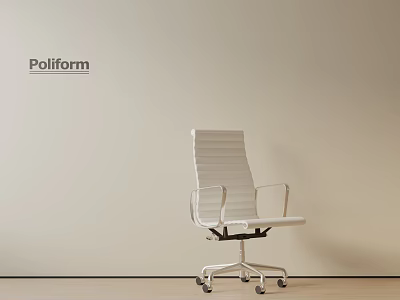Poliform Modern White Office Chair With Striped Back And Wheeled Base 3d model