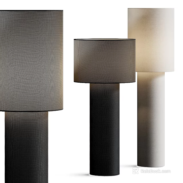 Modern Floor Lamps With Textured Shades And Neutral Color Finishes 3d model 