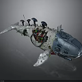 Futuristic Whale Shaped Water Vehicle With Mechanical Components And Metallic Texture