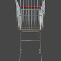 Metal Shopping Cart With Red Handle Four Rolling Wheels And Metal Frame